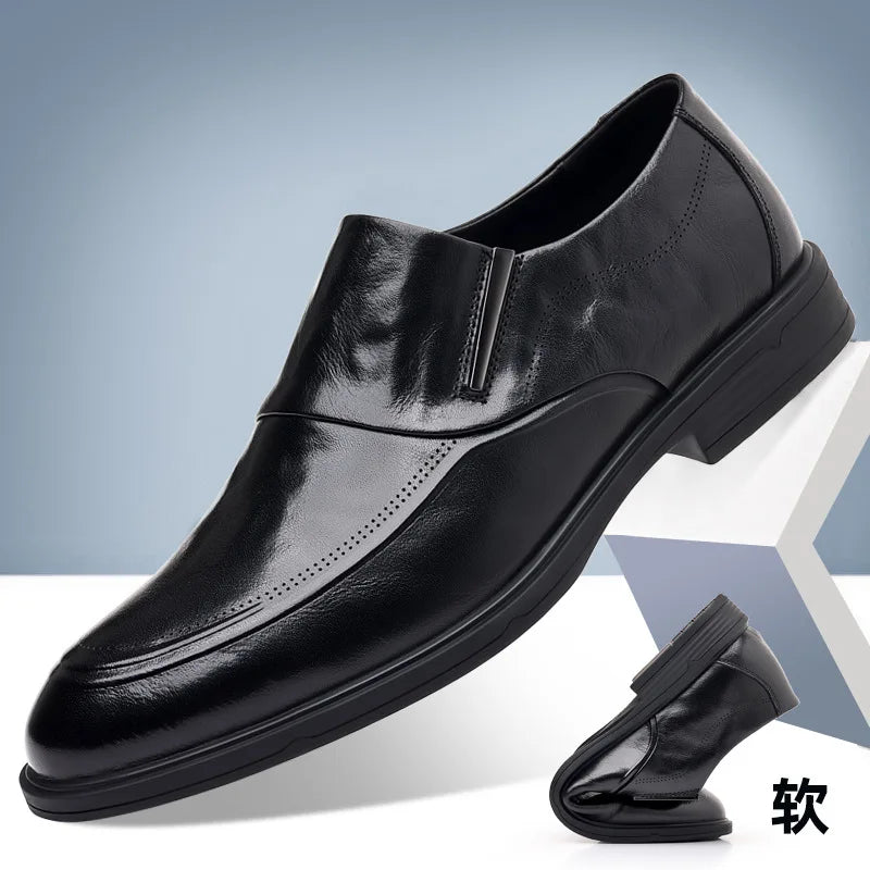 Visco Men's shoes autumn new style men's British business casual leather shoes trend four seasons pointed loafers