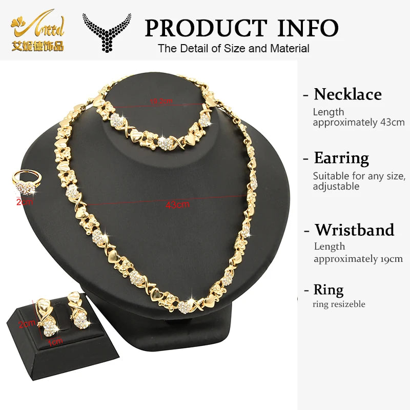 Maxy Jewelry Set Wedding Dubai Gold Color Bridal Necklace Bracelets Earrings Moroccan Nigerian Jewellery Sets