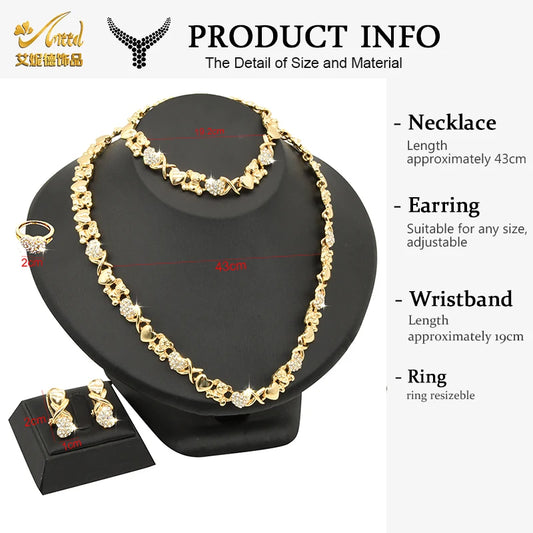 Maxy Jewelry Set Wedding Dubai Gold Color Bridal Necklace Bracelets Earrings Moroccan Nigerian Jewellery Sets