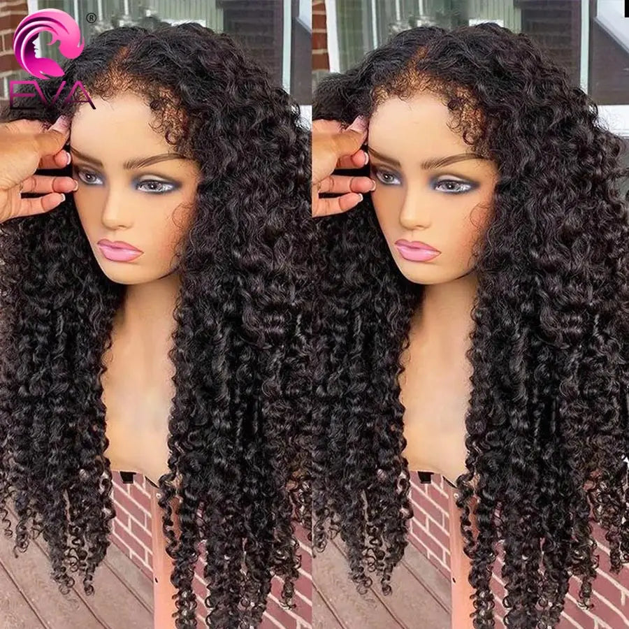 Amay Eva Curly Baby Hair Wig 4C Kinky Edges Natural Hairline Lace Front Wigs Human Hair Glueless Pre Plucked 13x6 HD Lace Frontal Wig