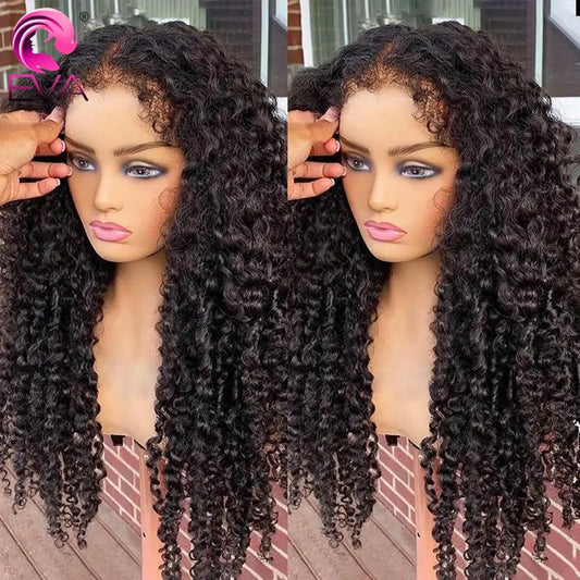 Amay Eva Curly Baby Hair Wig 4C Kinky Edges Natural Hairline Lace Front Wigs Human Hair Glueless Pre Plucked 13x6 HD Lace Frontal Wig
