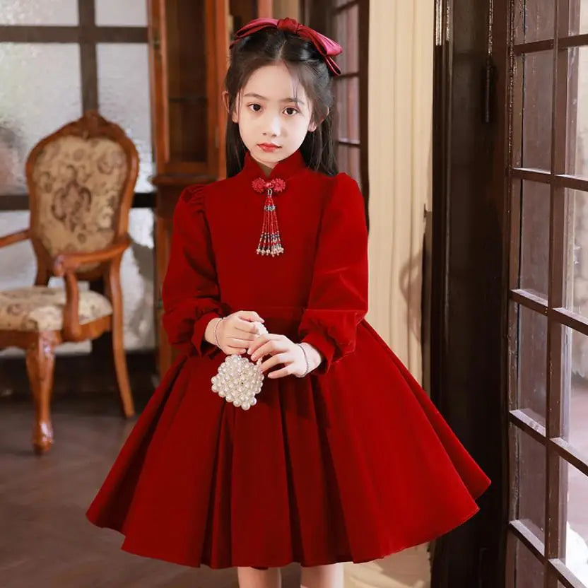 Maxy New Children's Evening Gown Spanish Vintage Girls Birthday Party Red Dresses