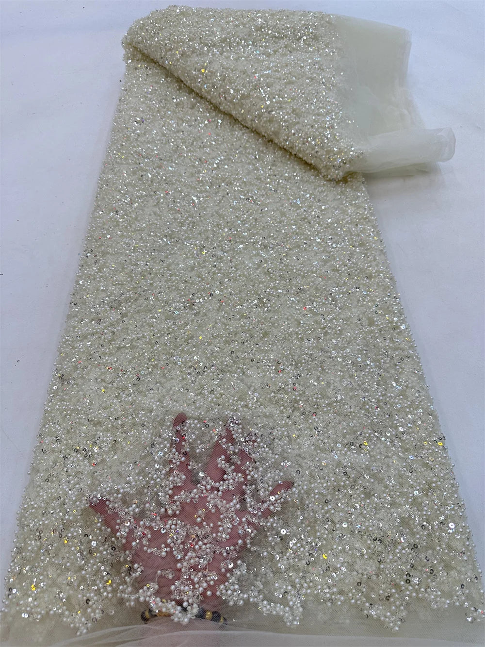 Maxy Fashion African Lace Fabric High Quality French Beaded Luxury Tulle Lace Nigerian Sequins Net Lace Fabric For Wedding Dress