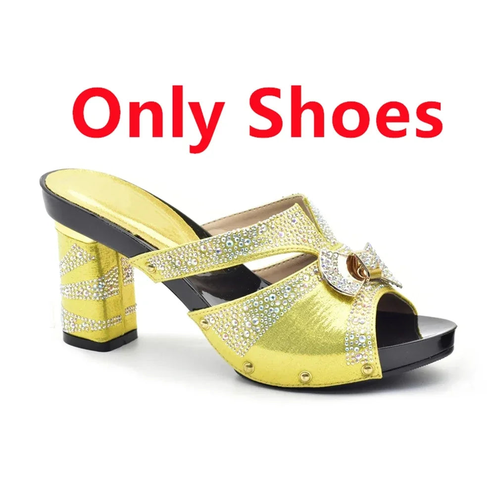 Maxy New Arrival African Matching Shoes and Bags in Women Nigerian Party Pumps Wedding Shoes Bride Wide Heels Women