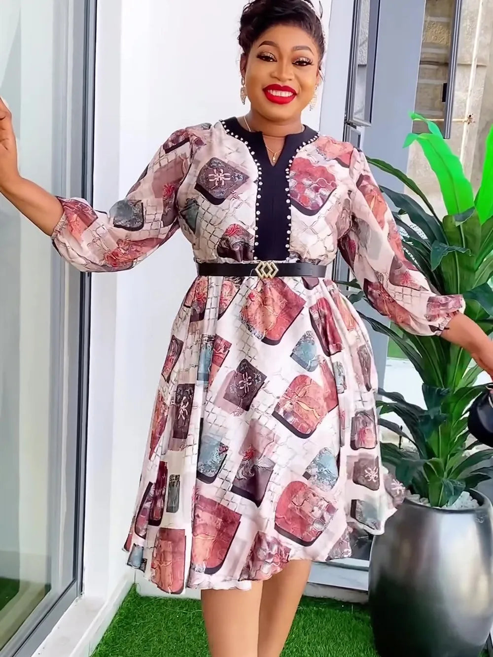 Amay Plus Size Party Dresses for Women New Fashion Chiffon Print Maxy Long Dress Elegant Muslim Gown Ladies Clothing