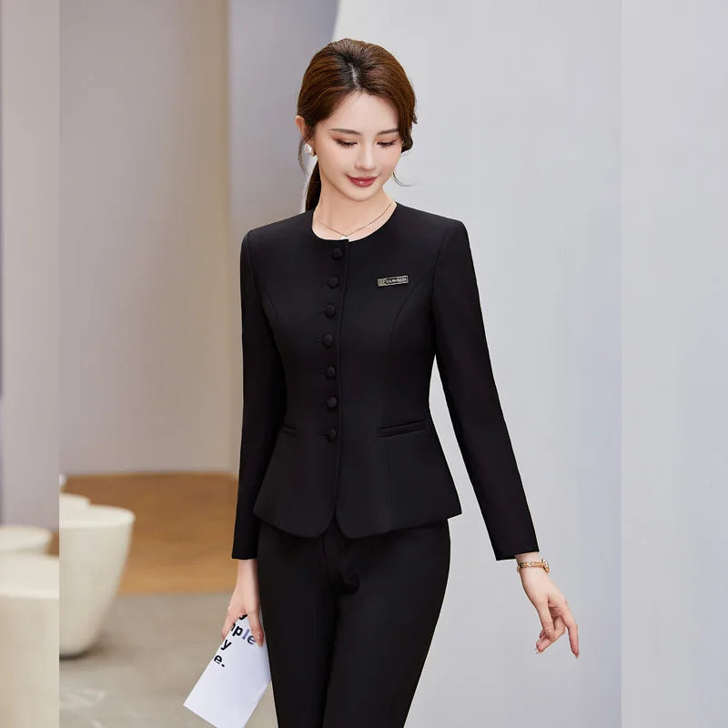 Maxy Formal Skirt Suits Two Piece Set Women Office Ladies Single Button Slim Blazer High Waisted Suits Skirt Work Wear
