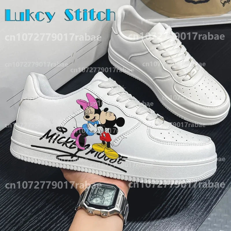Amay Mickey Mouse couple Minnie Shoes Male Platform Sneakers Fashion Women kateboarding 3D graffiti Casual shoes Christmas present