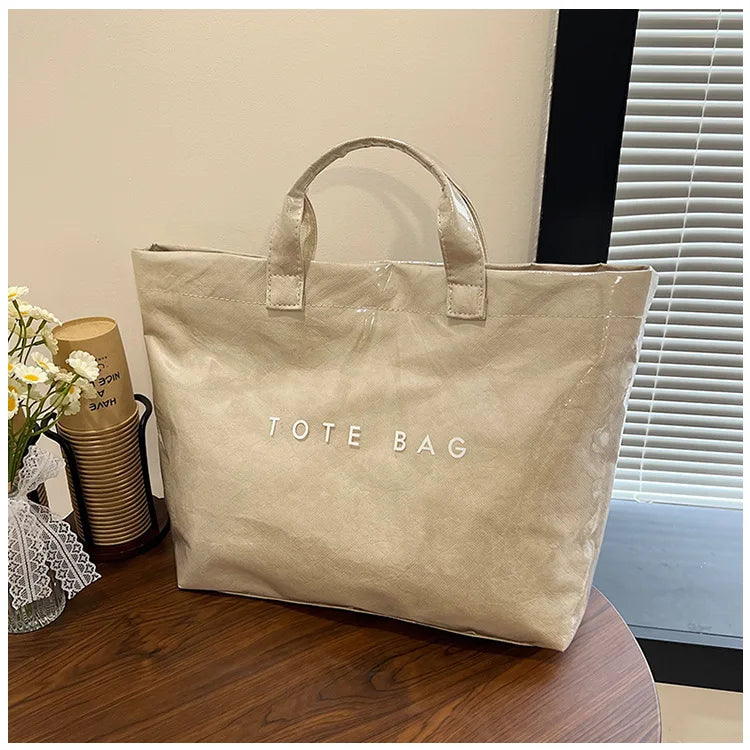 Maxy Retro DuPont Letter Casual Versatile Handbag Minimalist Transparent Simple Commuter Large Capacity Tote Bags for Women