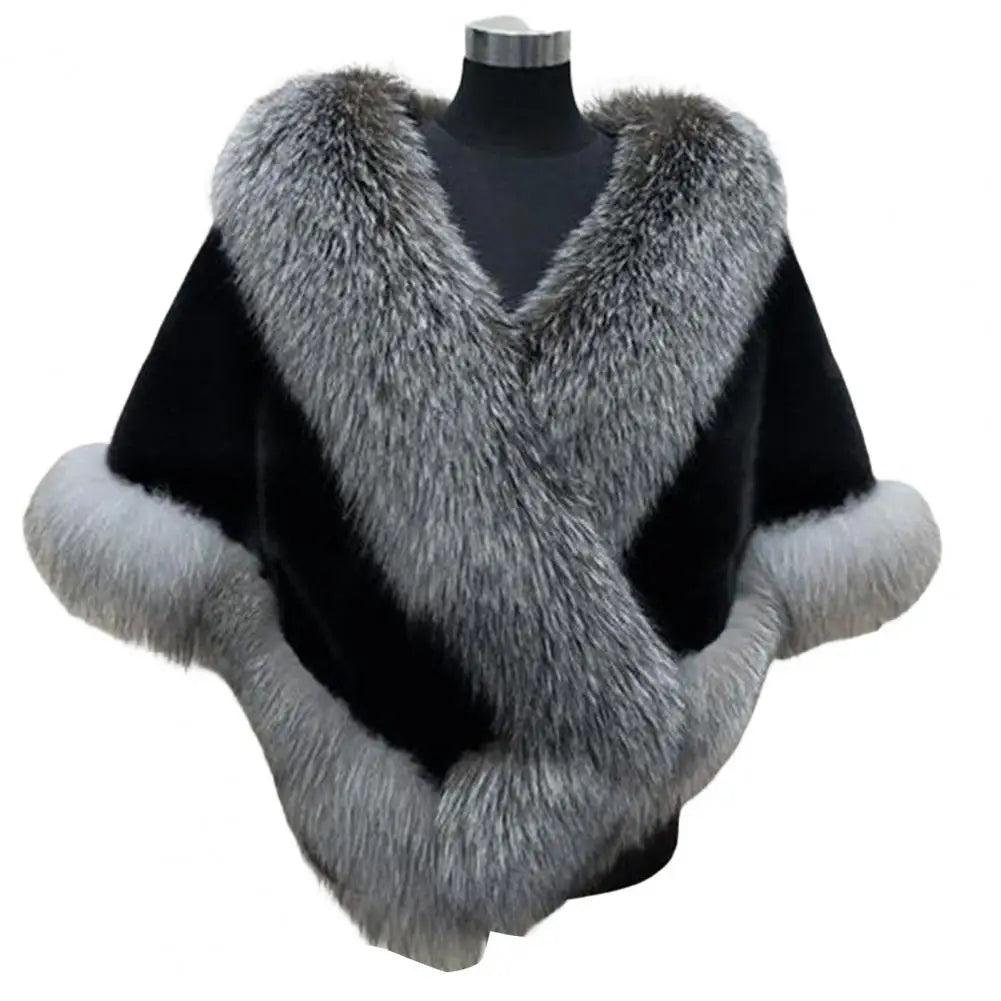 Gacy Faux Fur Mercygrace Faux Rabbit Collar Winter Shawls Elegant Bridal Fur Wrap Shawl Plush Warm Cape Coat Fluffy grace Women Jacket