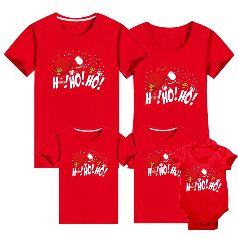 Maxy 2024 Christmas Daddy Mommy Baby Merry Family Look Casual Family Tshirt Christmas Deer Matching Family Outfits Baby Romper Cotton