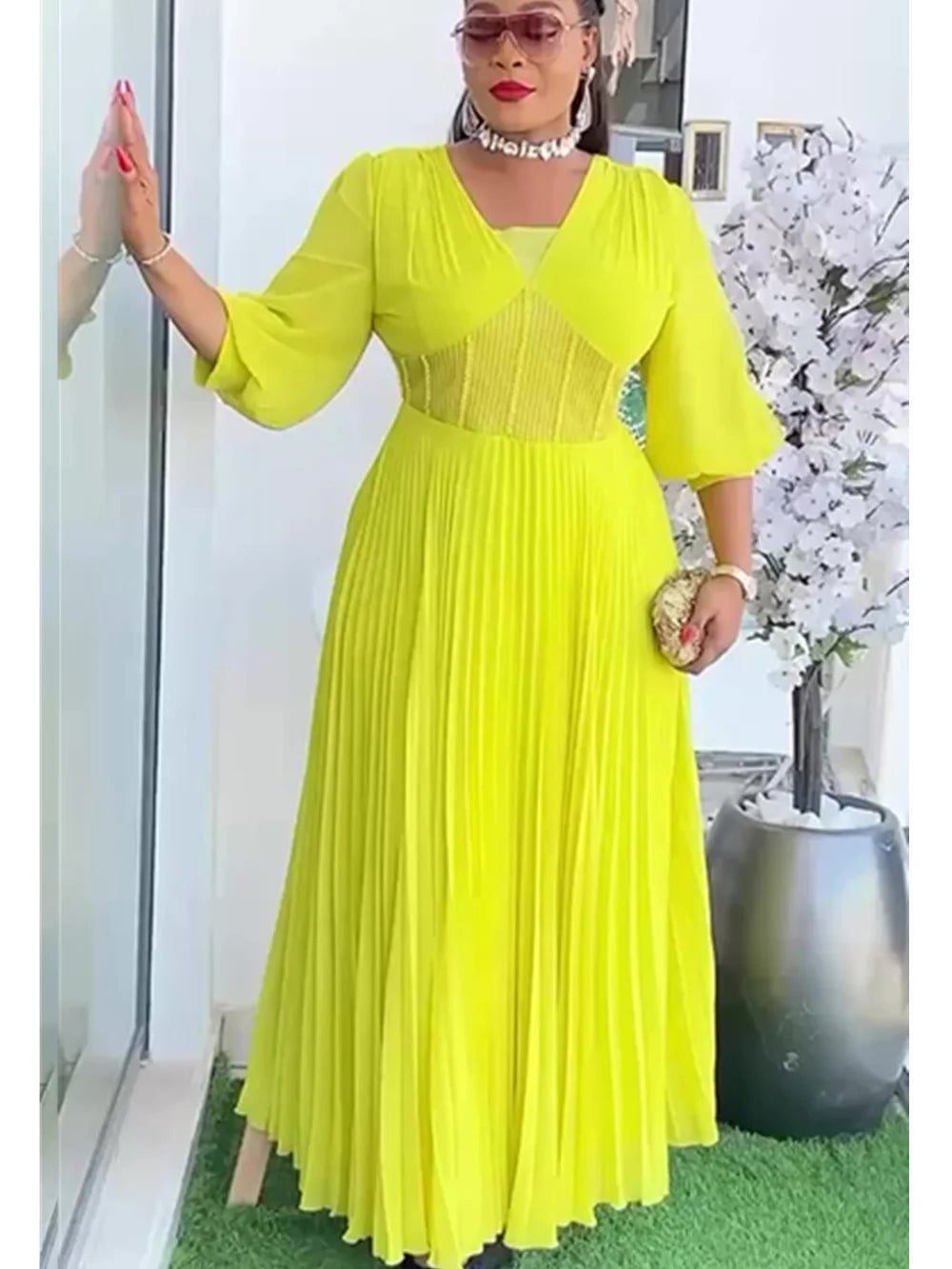 Maxy Plus Size Party Dresses for Women New Summer Fashion Chiffon Long Robe Elegant Turkey Kaftan Muslim Maxy Dress