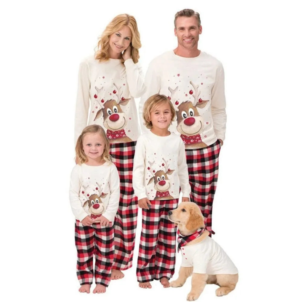 Maxy 2024 Christmas Family Matching Pajamas Cute Deer Cotton Pajamas Set Family Matching Outfits Xmas Sleepwear