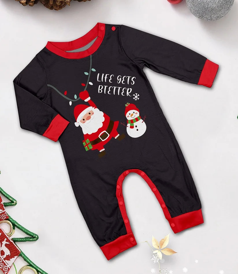 Maxy Christmas Family Matching Pajamas Santa Print Pjs Adult Child Matching Outfit Set Baby Jumpsuit+Dog Clothes