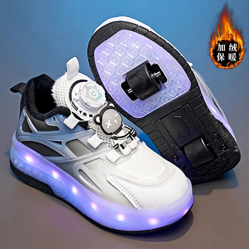 Maxy Melody Child Ice Skates Shining Shoes Kawaii Cartoon Mesh Shoes Roller Shoes Summer Cute Heelys Plush Girl Gift