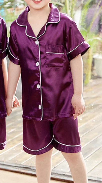 Personalized Satin Kids Pajamas Customized Pajamas for Kids Party Christmas Matching Family Pajamas Flower Girl Pajamas Kids Pjs