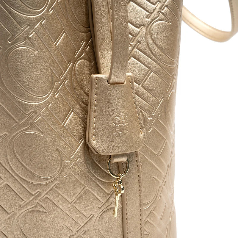 Maxy CH Premium Feeling Pure Color Letter Embossed Design Handbag Ladies Shoulder Bag Classic Fashion Ladies Crossbody Large Capacit