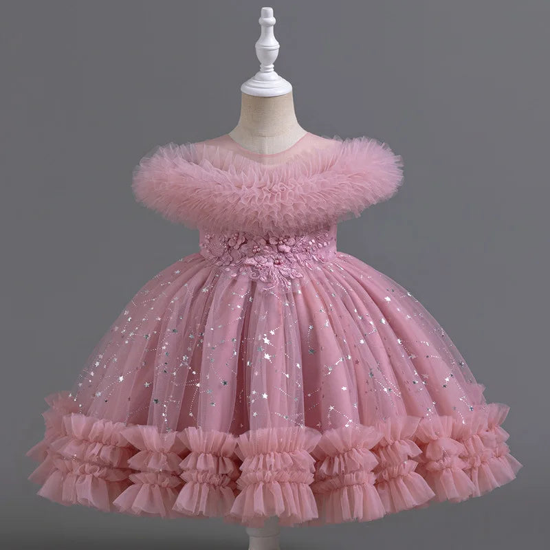 Amay Fashion Princess Dress for Girls Sleeveless Lace Kids Girl Party Dress Summer Children Girls Evening Gown 3-12 Years