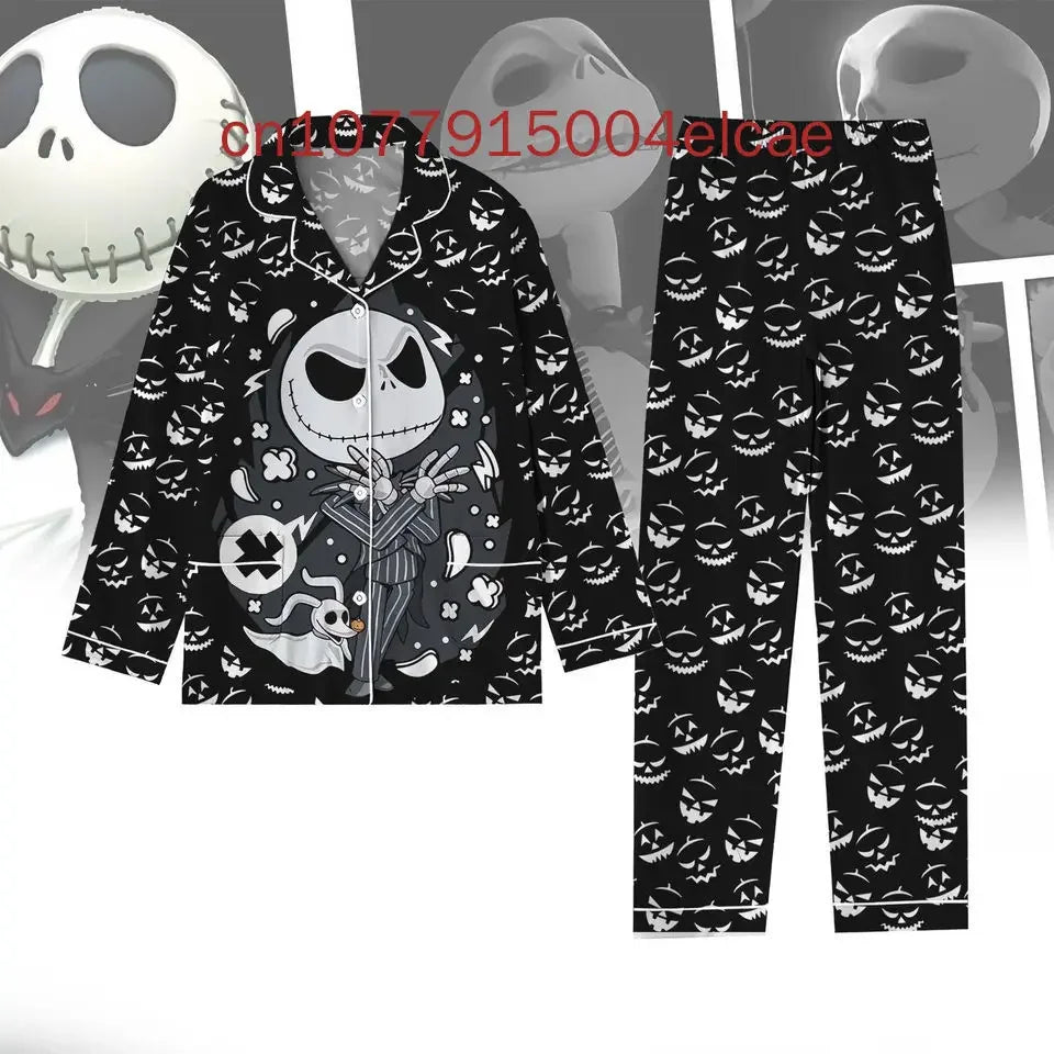 The Nightmare Before Christmas Jack Skellington Pajama Set Disney 3D Printed Casual Men's Women's Long Sleeve Shirt Pajama Set