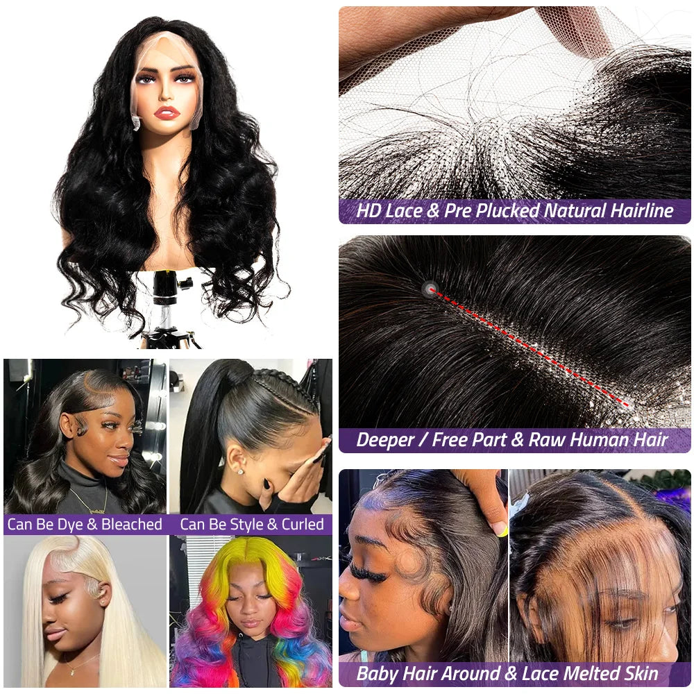 Maxy Body Wave 5x5 Glueless Lace Front Human Hair Wigs 13x6 Hd Pre Plucked Ready To Wear and Go 360 Full Lace Closure Wig for Women