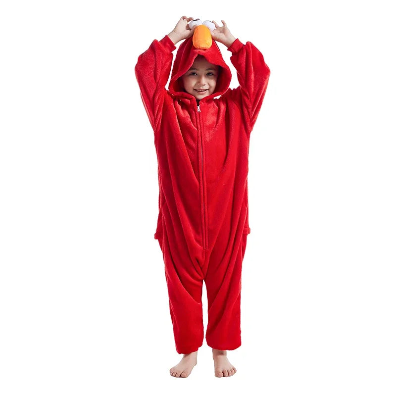 Maxy Kids Onesie Cosplay Costume Halloween Pajamas Elmo One-Piece Pajamas Christmas Boy Girl Full Body Clothes Cartoon Anime Home wear