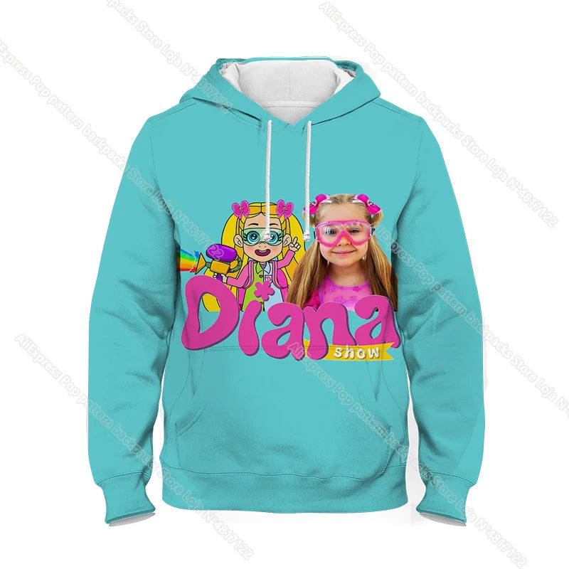 Maxy Kids Diana And Roma Show Clothes Hoody Sweatshirt Baby Girls Cartoon Toddler Boys Pullover Outerwear Children Casual Sweater