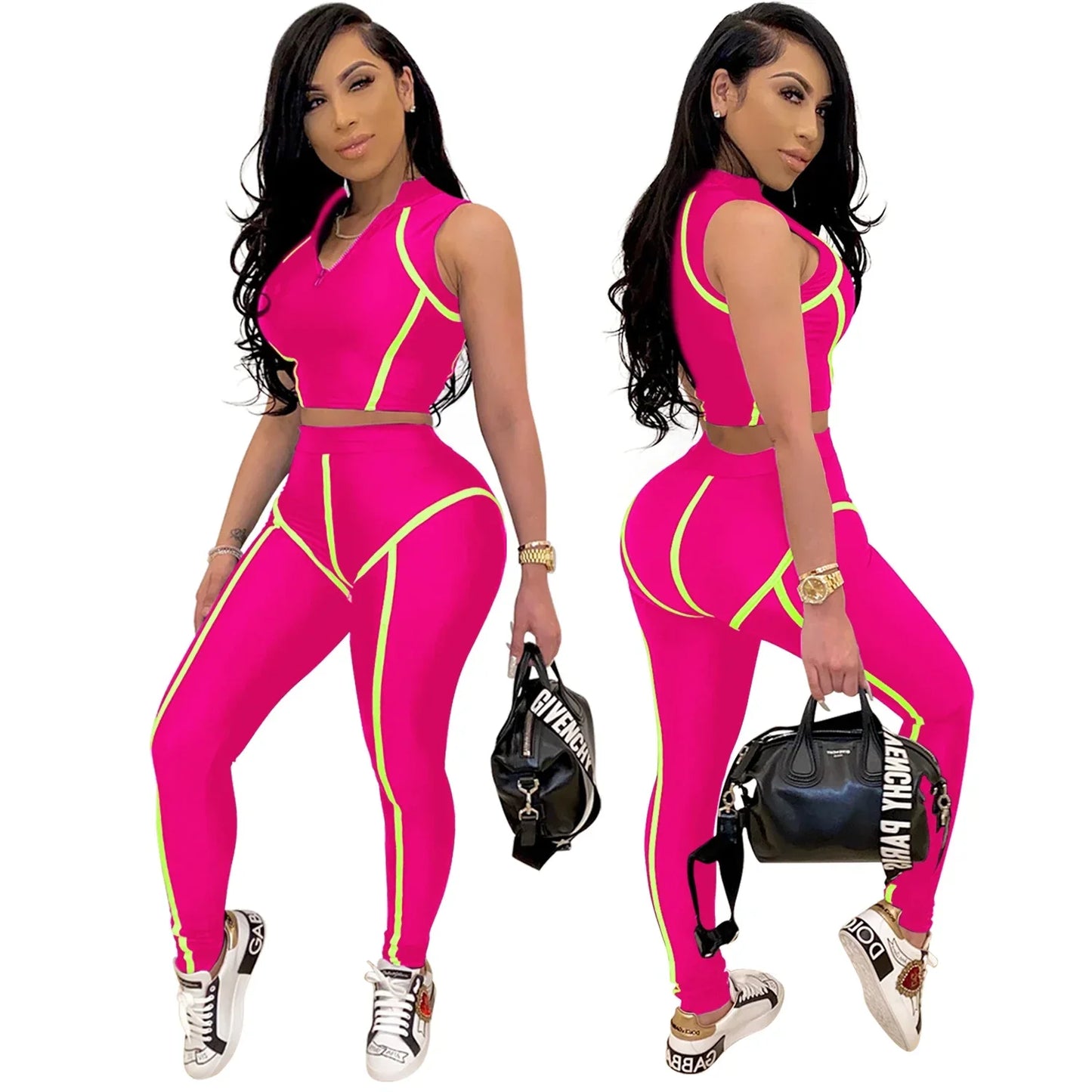 Women Sets Summer Tracksuits Slim Sleeveless Skinny Crop Tops+Pants Suit Two Piece Set Night Club Outfits 2 Pcs Street GL3503