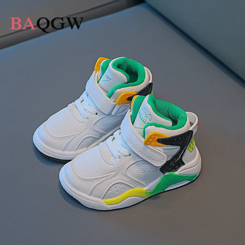 Babs Size 21-36 Children Basketball Shoes Girls Boys Hig-top Breathable Sport Shoe Kids Soft Bottom Running Sneakers Baby Toddlers