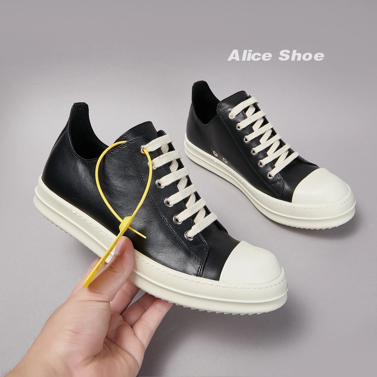 Maxy Ricks Brand Men Shoe Casual Leather Low Top Women Sneaker Fashion Flat Luxury Designer Platform owens Quality Black Flat Shoe