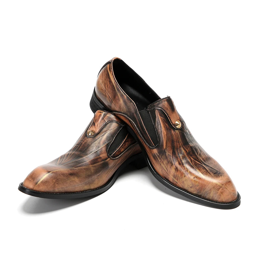 Visco Italian Business Casual Male Shoes Plus Size Slip on Formal Brogue Shoes Wedding Party Shoes Men Genuine Leather Dress Shoes