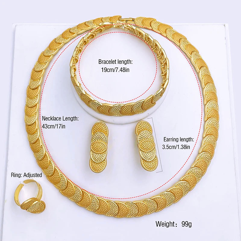 Maxy Ladies Jewelry Necklaces And Earring Set Round Design Earrings Bracelet Party Gifts for Wedding Jewelry Set