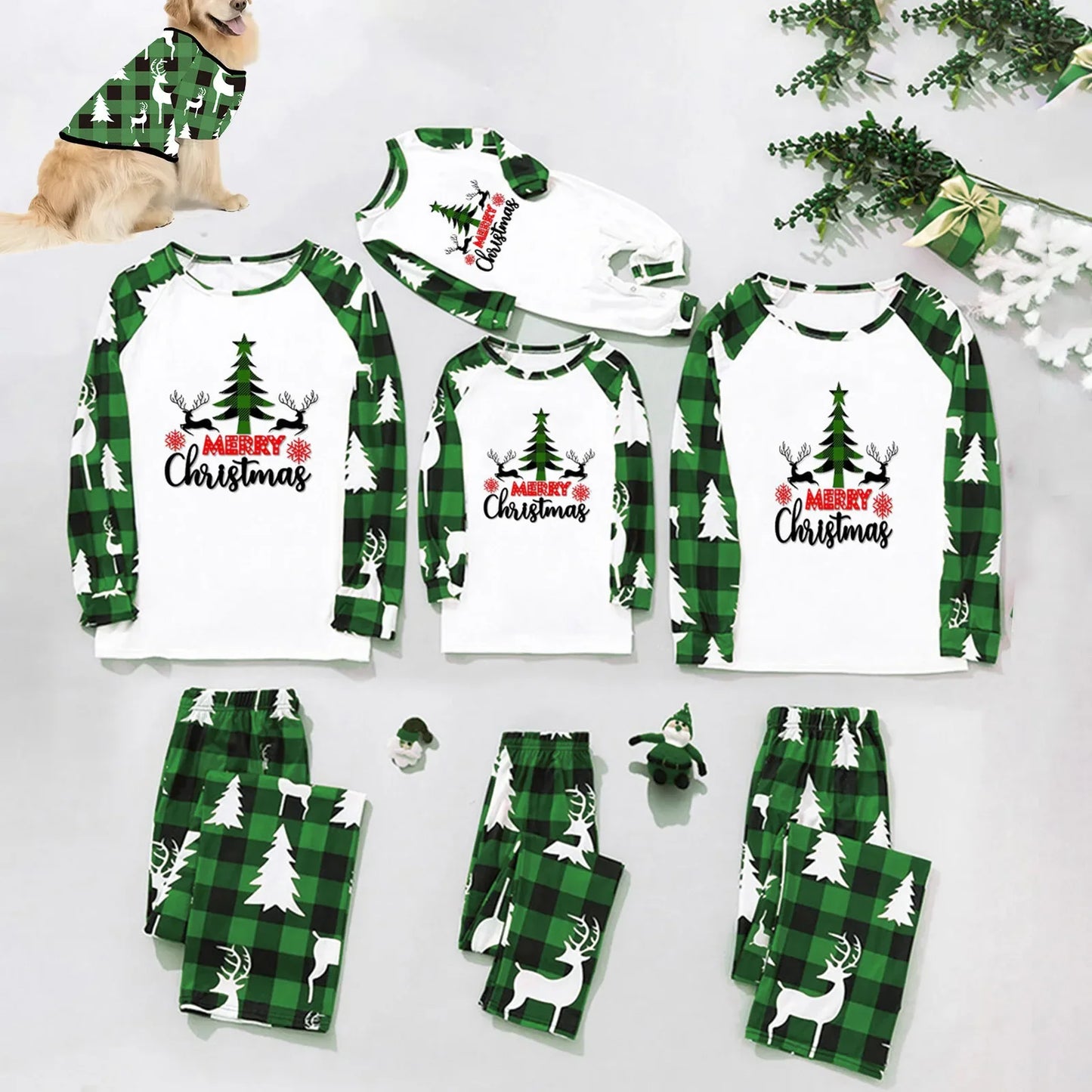 Merry Christmas Family Matching Pajamas Set Mother Father Kids Elk Clothes Baby Rompers Family Look Sleepwear Pyjamas Xmas Gifts