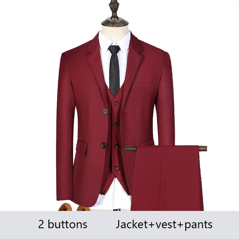 Amay High Quality Men Suits for Wedding 2 Pieces 3 Sets Blazers Elegant Formal Jackets Vest Pants Coats Full  Classic Costume