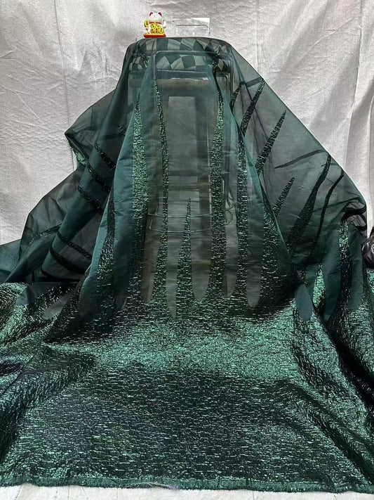 Maxy Latest Green Organza Damask French Lace Fabric Brocade Jacquard African Lace Fabric For Nigerian Party Women Dress KCW2510