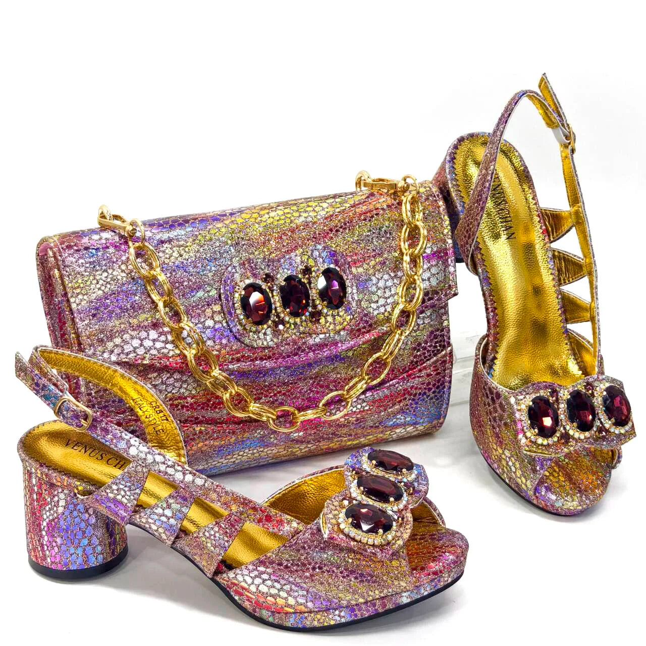 Maxy  High Quality African Style Ladies Shoes and Bags Set Latest Colorful Shoes And Bag Set For Party  HDS1-8