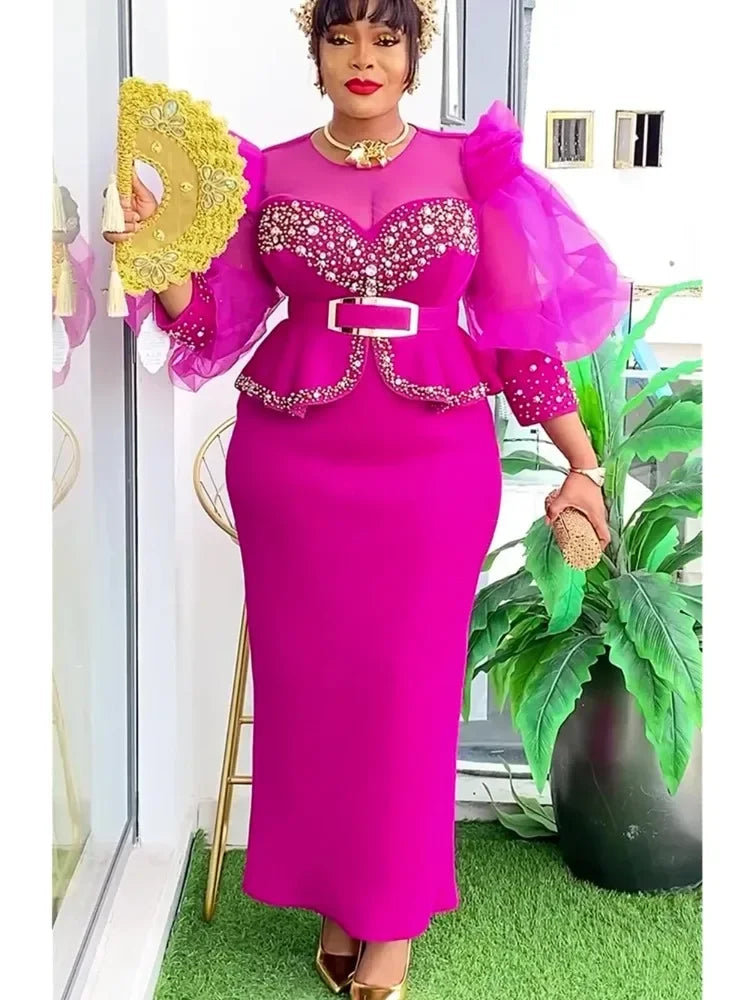 Maxy Elegant Dresses for Women New Clothing Plus Size Turkey Wedding Party Long Dress Dashiki Ankara Outfits Robe