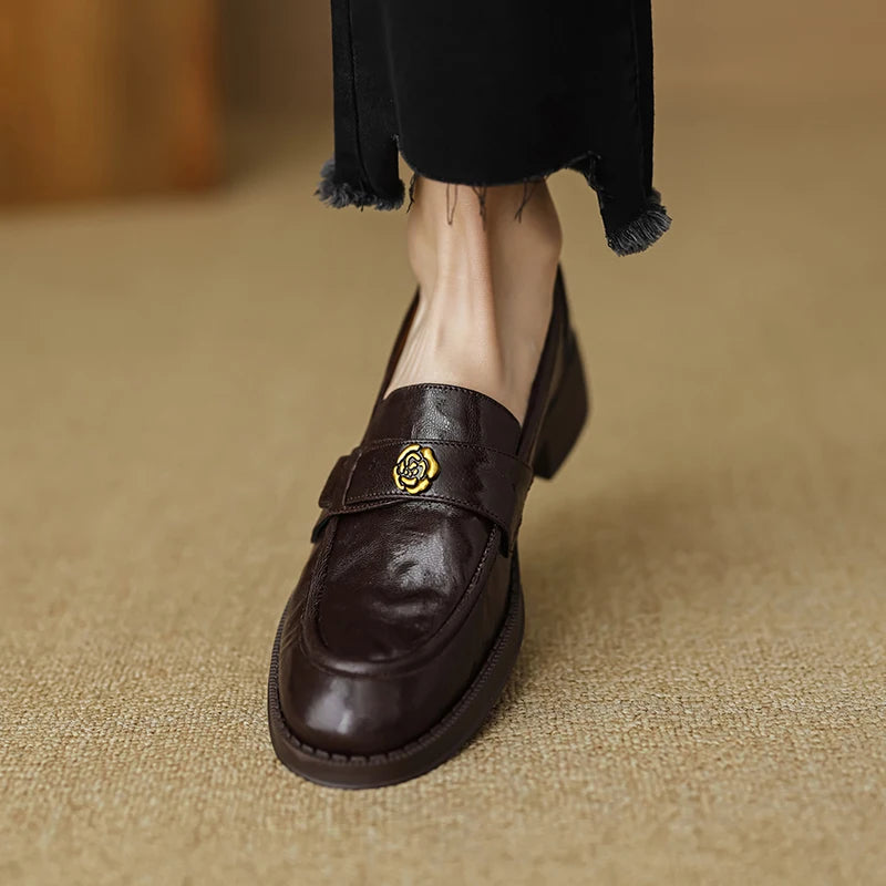 Maxy Woman Loafers Round Toe Flats Simple Style Daily Shoes Lady Footwear Sheepskin Slip On Women Flats Spring Autumn Women Flats