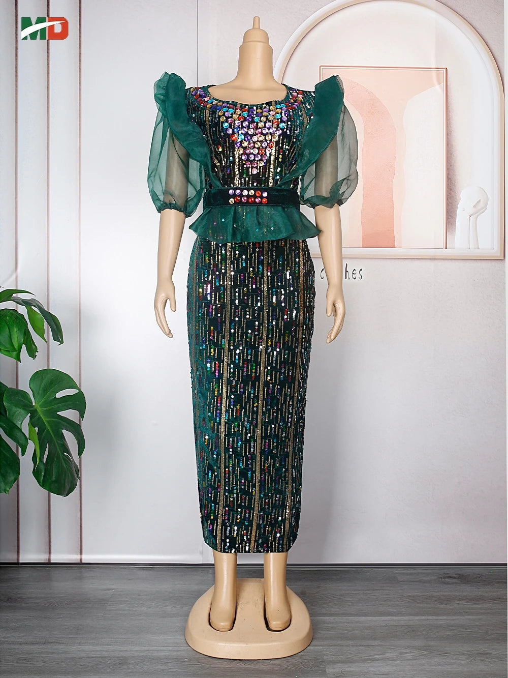 Amay MD Plus Size Luxury Velvet Wedding Party Dresses Women's Evening Gown Dashiki Ankara Turkey Outfits Robe Clothing