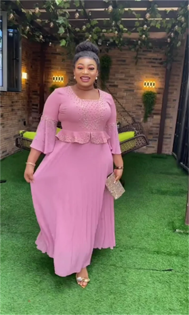 Amay Dashiki Turkey Dresses Elegant For Women Wedding Party Evening Gown Dubai Kaftan Abayas Plus Size Chiffon Boubou