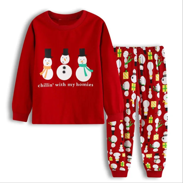 Kids Halloween Christmas Tops + Pant Cosplay Costume Boys Girls Santa Claus Print Pajamas Nightwear Home Clothing 2-7 Years