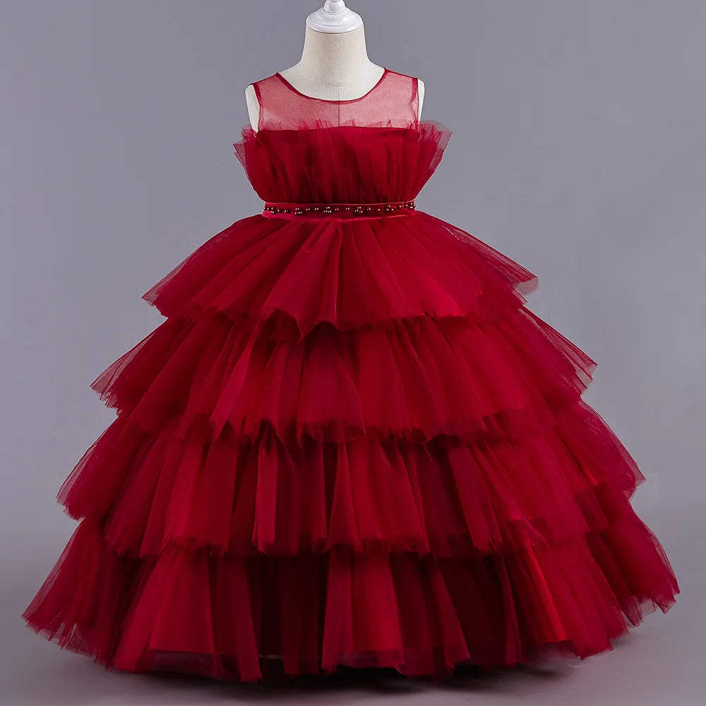 Maxy Princess Party Dress Wedding Birthday Kids Christmas Ceremonies Dresses Flowers Sequined Vestidos De Gala Vestido Adolescente 12 Años