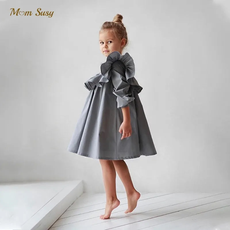 Maxy Baby Girl Cotton Princess Ruffle Dress Long Sleeve Spring Autumn Infant Toddler Girl Vestido High Quality Baby Clothes 2-10Y