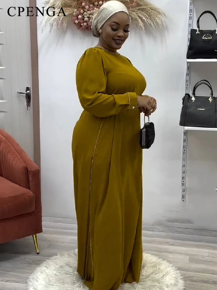 Maxy Elegant Party Dress for Women Ramadan Islamic Church Clothes Plus Size Summer Nigerian Casual Outfits Turkey Gown