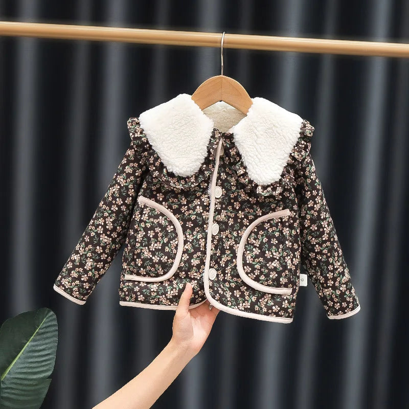 Maxy Girls Warm Coats Winter Children Thick Velvet Jackets For Baby Outerwear Down Clothes Toddler Outdoors Tops Kids 1-5 Years