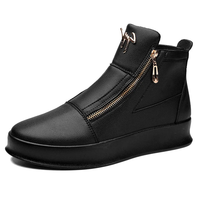 Maxy Fashion High Top Leather Casual Sneaker Men Black Platform Sneakers  Designer Superstar Shoes Men Hip Hop Streetwear Shoes