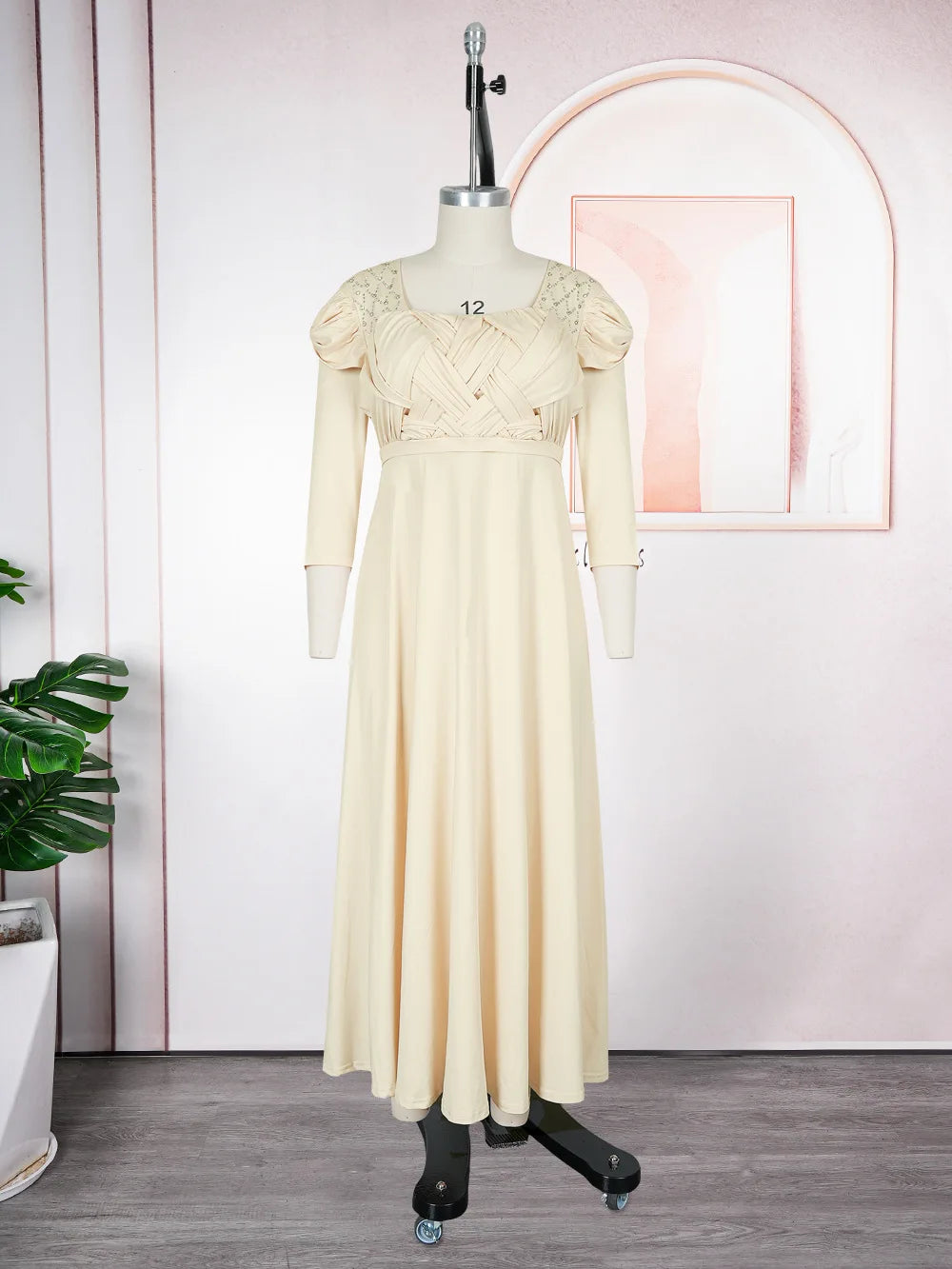 Amay New Luxury Beaded Plus Size Womne Dresses Dashiki Dress Abaya Women Evening Party Dress