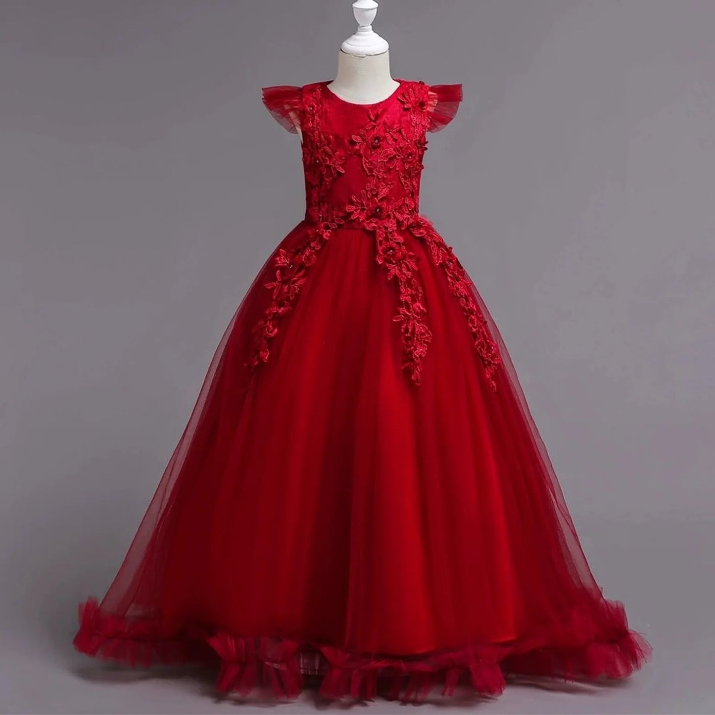 Maxy Fancy Princess Party Dresses for Girls Long Sleeveless Flower Party Evening Dresses Kid Prom Wedding Children Dress 4-15Years