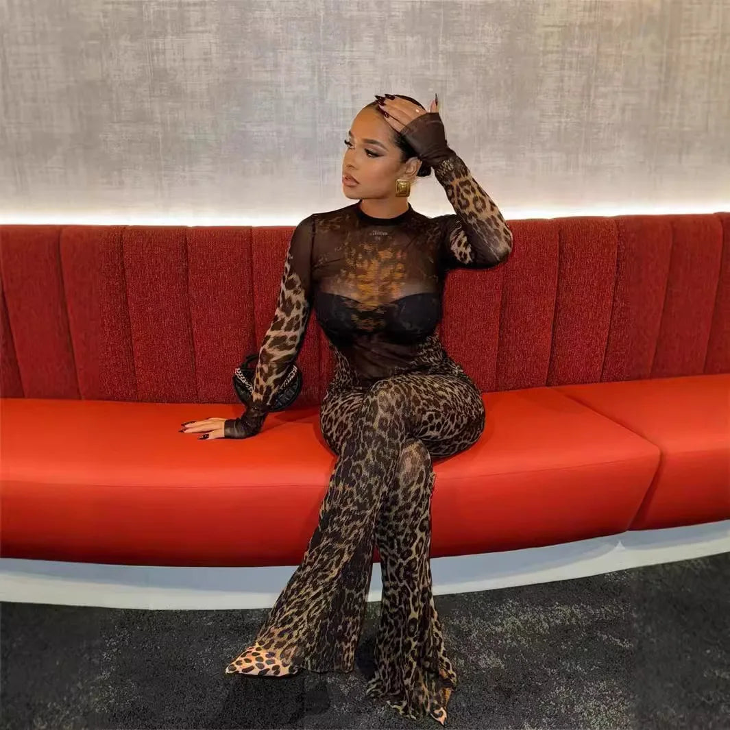 Maxy Women Popular Printed Women 2 Piece Set Fall Hipster Matching Outfits Long Sleeve O-neck Tees+High Waist Pants Lady New Clubwear