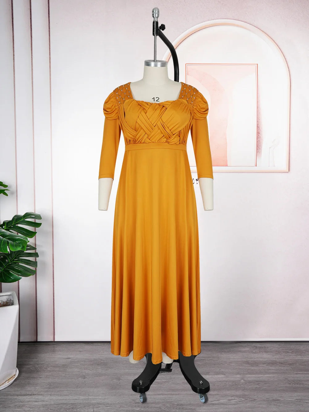 Amay New Luxury Beaded Plus Size Womne Dresses Dashiki Dress Abaya Women Evening Party Dress