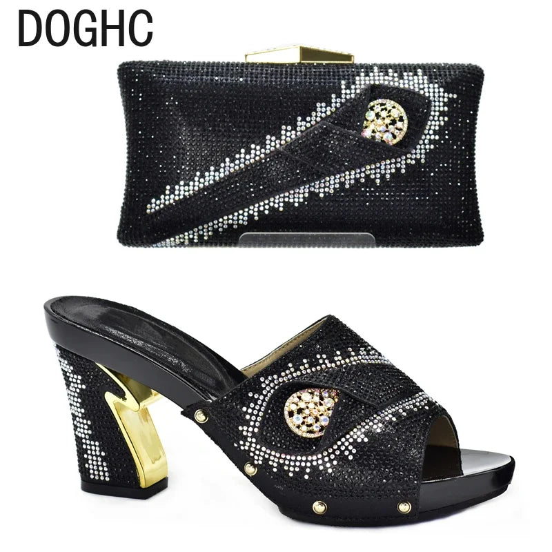 Max New African Shoes and Bag Set for Party M Shoe Maxy and Bag Set for Party In Women Summer High Heeled Shoes for Women