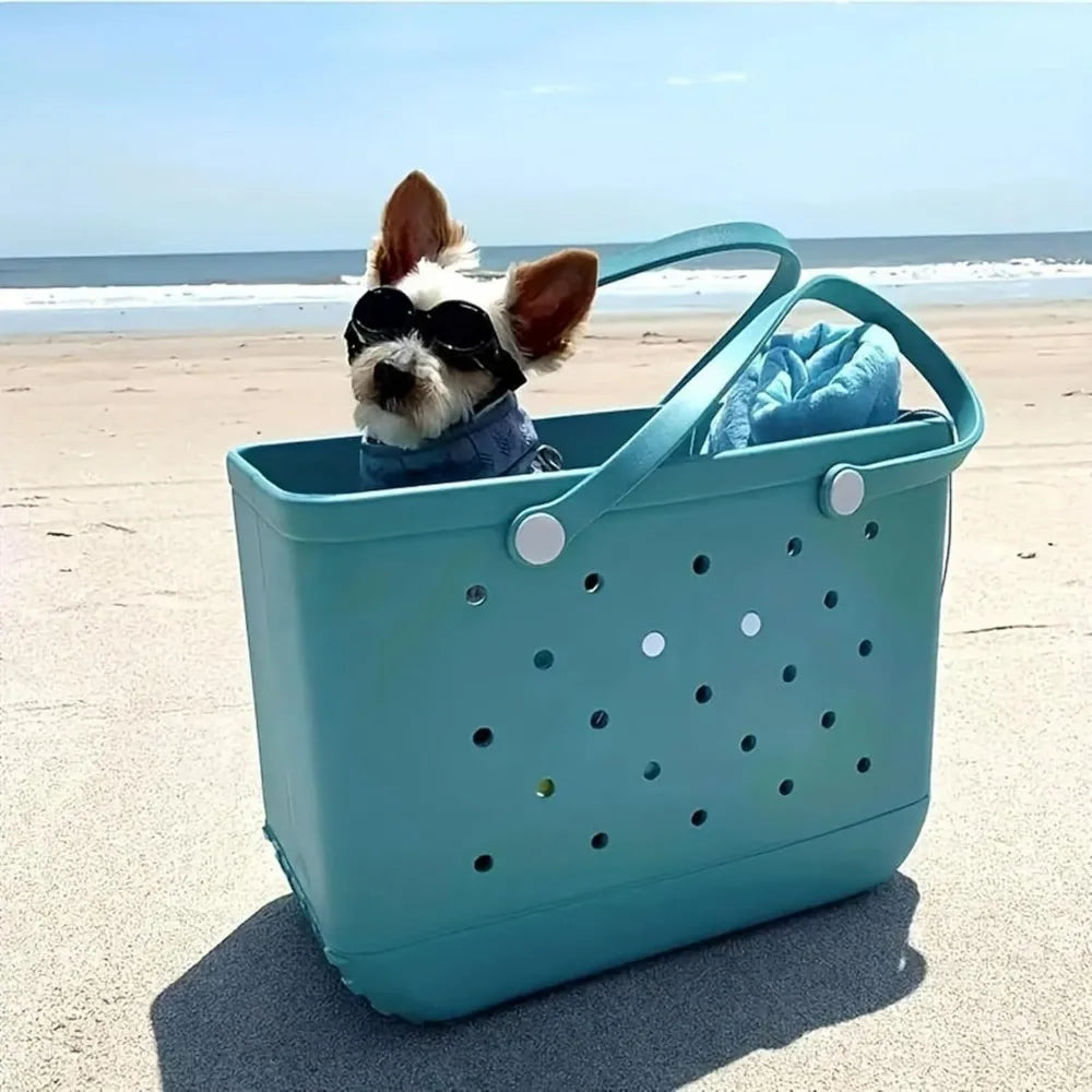 Maxy EVA Beach Tote Bag Large Waterproof Handbag with Holes for Pool Travel Picnic Outdoor Storage Washable Sandproof Shoulder Bag